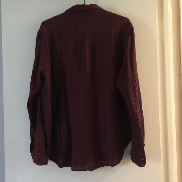 XIRENA Scout Muslin Cotton Burgundy Wine + Silver Lurex Shirt M - Picture 4 of 7